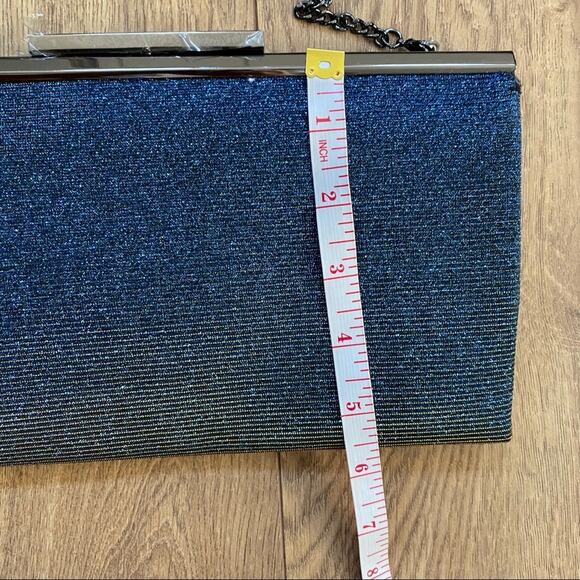 NWOT Nordstrom Clutch or Crossbody Blue Sheen Y2K Prom - Picture 3 of 5